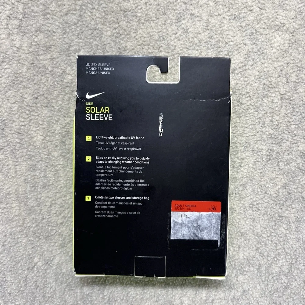 Nike Golf Solar Sleeve Arm Sleeves Black L/XL UV Protection NWT